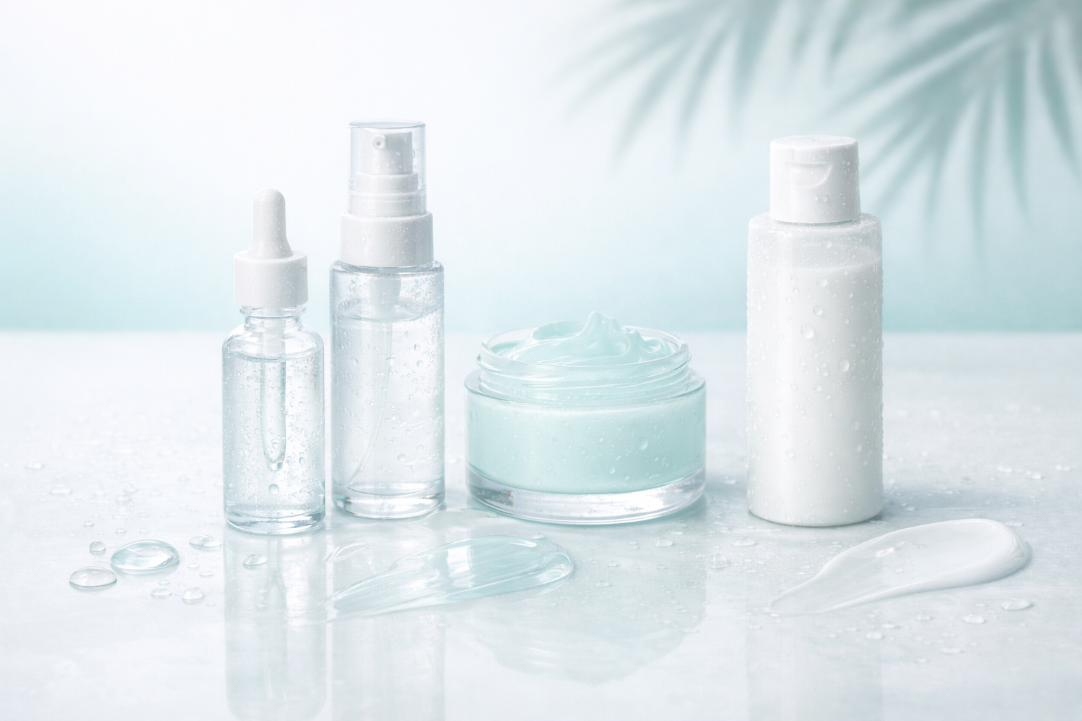 Thai brightening skincare routine with lightweight gel textures and sunscreen for hyperpigmentation care in humid tropical climate