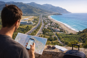 Газипаша на карте Турции: побережье Средиземного моря, аэропорт, трасса D400 и расположение рядом с Аланьей